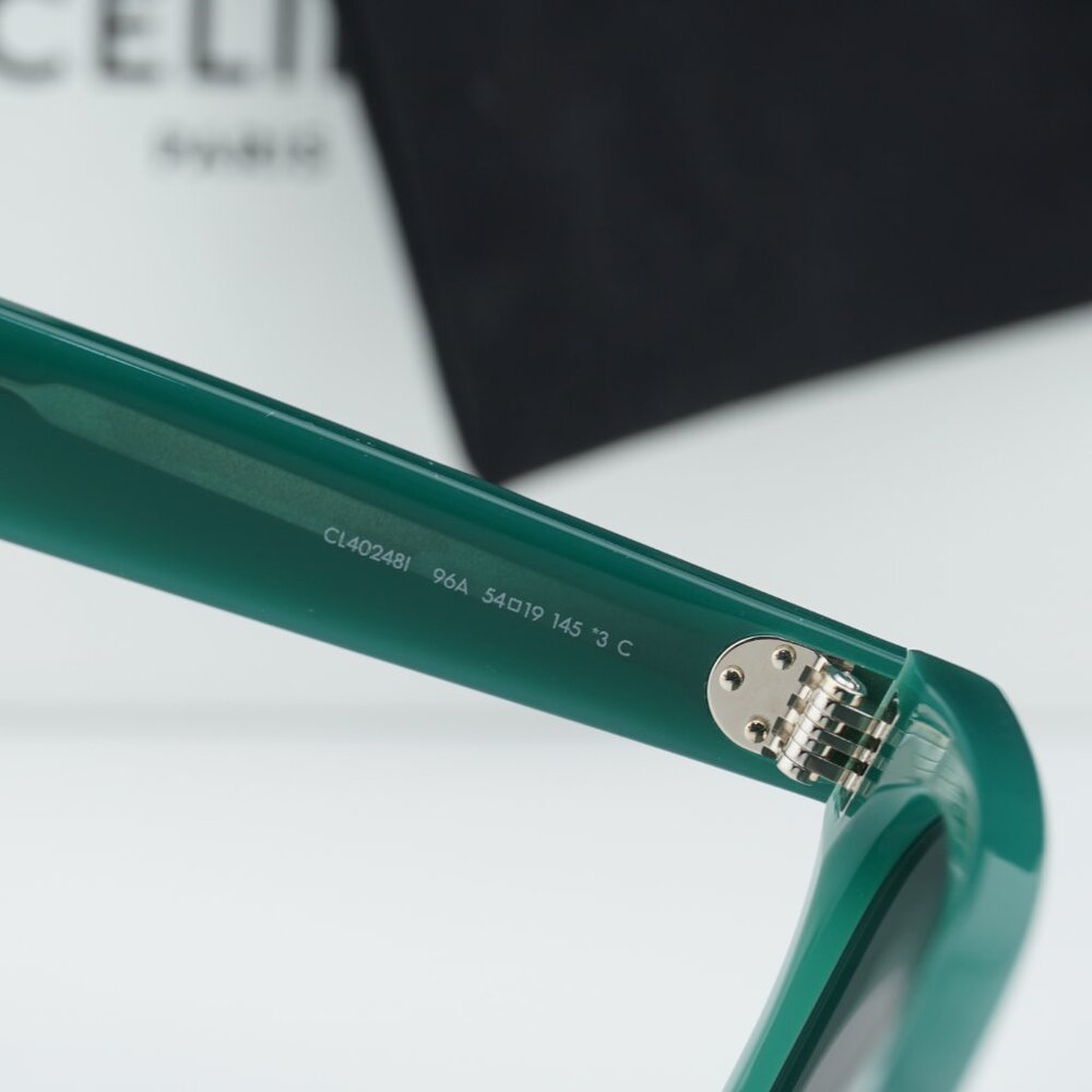 Celine CL40248I 96A Square Sunglasses - Glossy Green/Grey - Picture 10 of 10